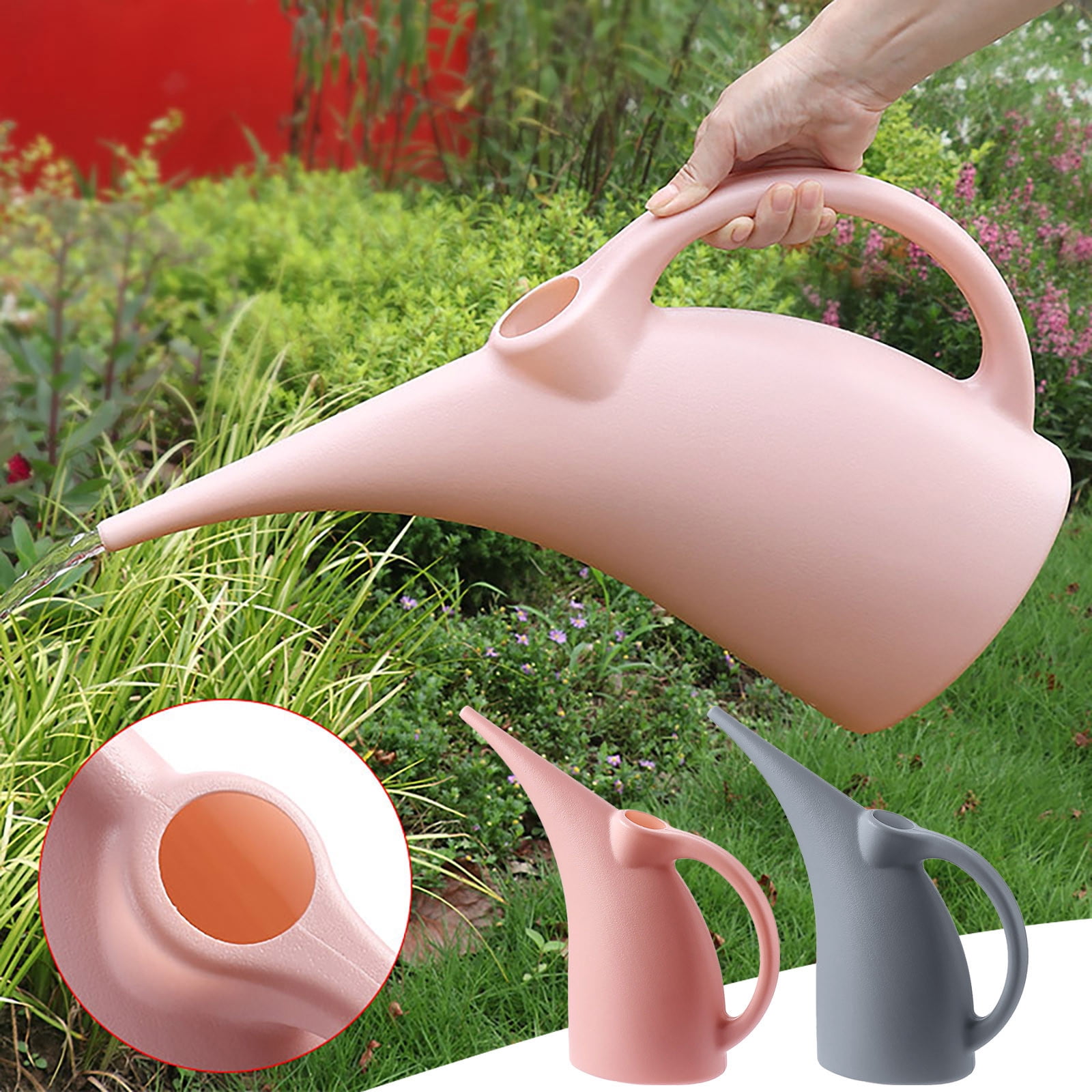 Yrmaups 2Pcs Long Spout Watering Can, Plastic Watering Kettle, 2L Large Capacity Indoor Outdoor Flower Waterer, Garden Watering Equipment, Greenery Watering Can