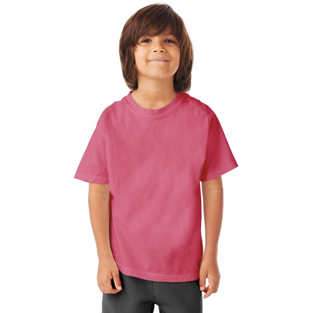 Hanes T-Shirt à Manches Courtes Col Ras du Cou ComfortWash pour Garçons, TG, Coral Craze