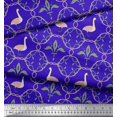 thumbnail image 3 of Soimoi Blue polyester Crepe Fabric Swan & Moroccan Damask Print Fabric by the Yard 42 Inch Wide, 3 of 5
