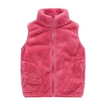Kcodviy Toddler Girls Boys Sleeveless Running Jackets for Girls Solid Fleece Jacket Zip 6X Coats Up Coat Fall Warm Bank Reversible Jacket Winter Kids Outwear