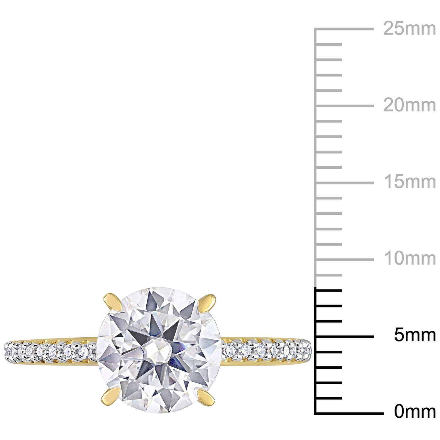 Bague de fiançailles classique de Miabella avec 1-4/5 Carat PBT de Moissanite synthétique et 1/10 Carat Poids Total de Diamant en Or Jaune 14K