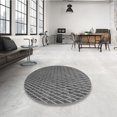thumbnail image 4 of Ahgly Tapis de Zone Carré Transitionnel Gris Canon Lavable en Machine, 8 Pieds Carré, 4 of 7