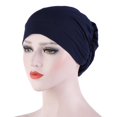 thumbnail image 1 of Women Small Solid Color Soft Knotted Night Sleep Beanie Bonnet Chemo Hat Cover, 1 of 10