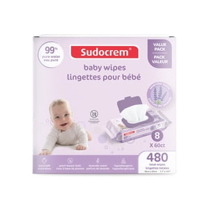 Sudocrem® Pure Water Baby Wipes - Lavender | 480 Count | Sensitive Skin