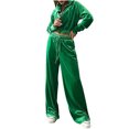 thumbnail image 1 of IROINNID Survêtement pour Femmes Ensemble 2 Pcs Velours Couleur Réduite Chandail à Capuche Sport Décontracté Pantalon Ensemble Tenue de Jogging, Vert, 1 of 7