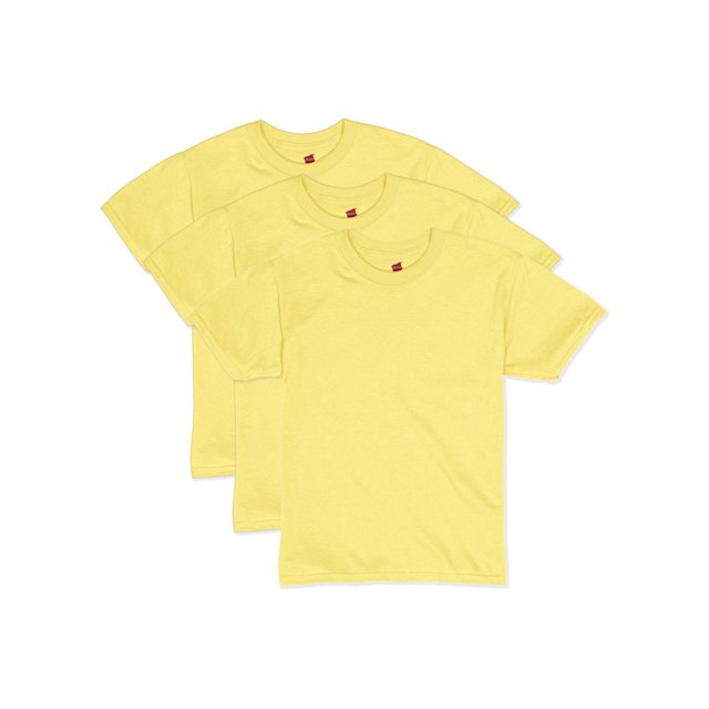 Hanes Boys EcoSmart Short Sleeve Tee Value 3-Pack, S, Yellow