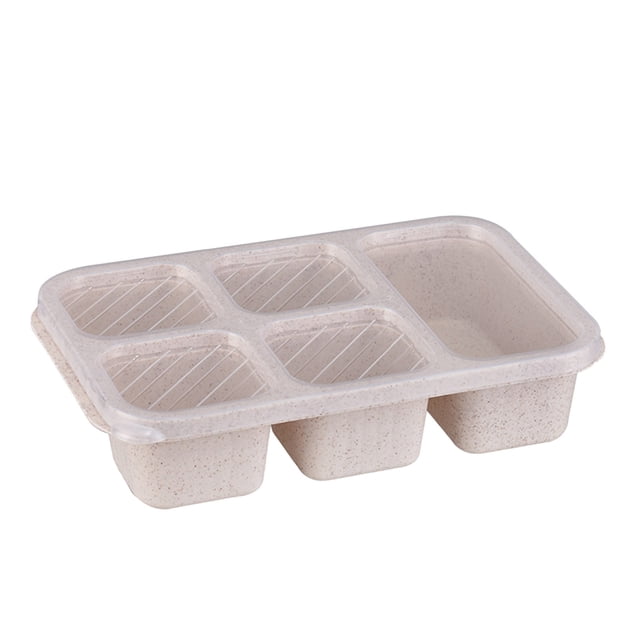 yulier Contenants de Préparation de Repas à 5 Compartiments avec Couvercles, Contenant de Rangement Alimentaire en Plastique Compartimenté, Boîtes à Collation Bento pour Enfants et Adultes, Boîte à Lunch Réutilisable pour l'École, le Travail, les Voyages et les Pique-Niques