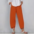 thumbnail image 2 of Timegard Plus Size Pants for Women Elastic Waist Solid Color Comfy Fall Casual Crop Pants with Pockets, 2 of 5