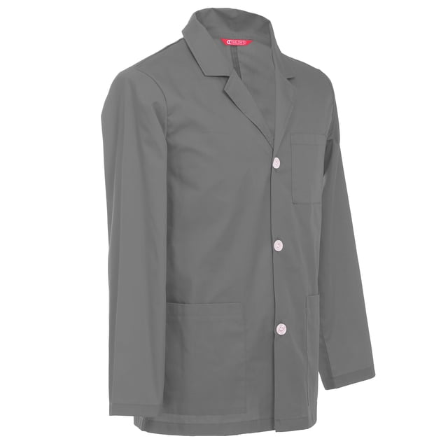 Manteau de Laboratoire de Consultation pour Hommes de 31 Pouces en Gris, avec Col à Encoche et Fermeture avant Sécurisée à Trois Boutons. Conçu avec une Poche Poitrine et Deux Poches Inférieures à Empiècements pour un Rangement Pratique. le Pliage à l'Arrière Améliore la Mobilité, Tandis Que la Longueur Centrale du Dos de 31 Pouces Assure un Ajustement Confortable. Idéal pour les Milieux Médicaux Ou de Laboratoire, Ce Manteau de Labo Professionnel par TAILOR's Allie Fonctionnalité et style.