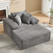 Corduroy Sleeper Sofa Bed with Memory Foam, Oversized Chaise Lounge Chair with Pillows, No Assembly Floor Sofa for Living Room Bedroom, Beige Gray Green