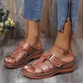 thumbnail image 4 of Sandales Orthopédiques pour Femmes à Enfiler, Confortables, en Cuir, à Bout Ouvert Grand, Plateforme Compensée, 4 of 7