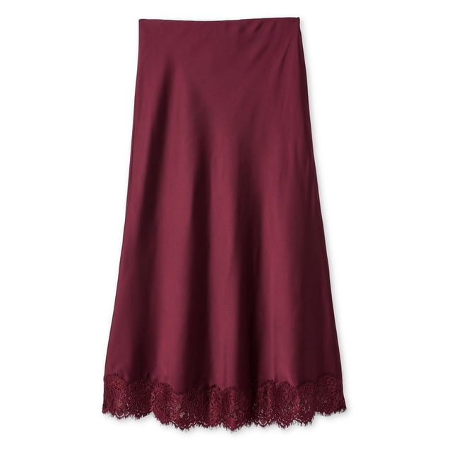George Women's Lace Trim Satin Skirt