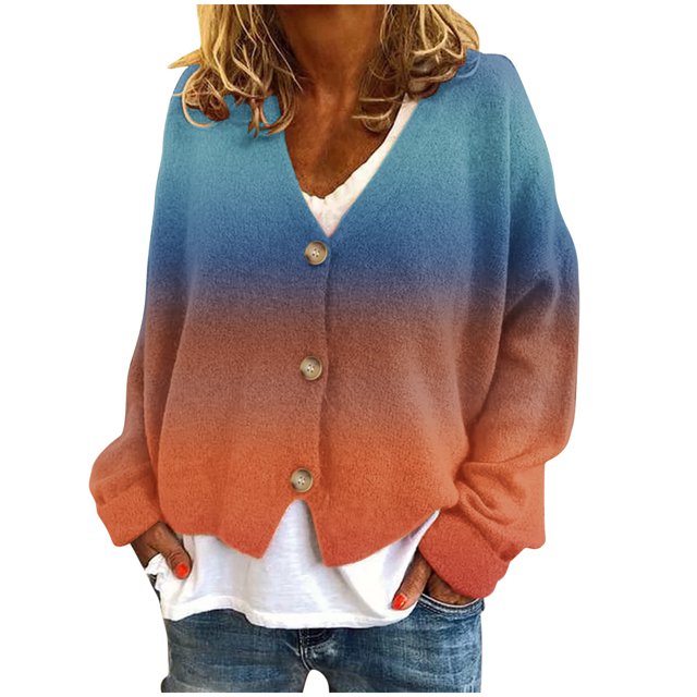 MeetoTime Women's 2024 Fall Knit Cardigans Open Front Long Sleeve V Neck Button Loose Cardigan Sweaters