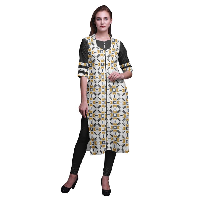 Bimba Kurti Droite Décontractée Imprimée Haut à Manches 3/4 Longue Kurta Robe pour Femmes