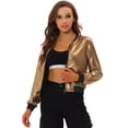 thumbnail image 1 of INSPIRE CHIC Blouson Bomber à Fermeture à Glissière Léger Métallique à Col Montant Holographique pour Femme Brun Doré TG, 1 of 5