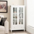 thumbnail image 2 of Costway Bookcase Cabinet Storage Bookshelf Organizer Tempered Glass Doors Shelf Drawer White, 2 of 10