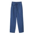 thumbnail image 1 of MAWCLOS Ladies Loungewear Mid Waisted Trousers Elastic Waist Bottom Soft Vacation Solid Color Pants Royal Blue 2XL, 1 of 2