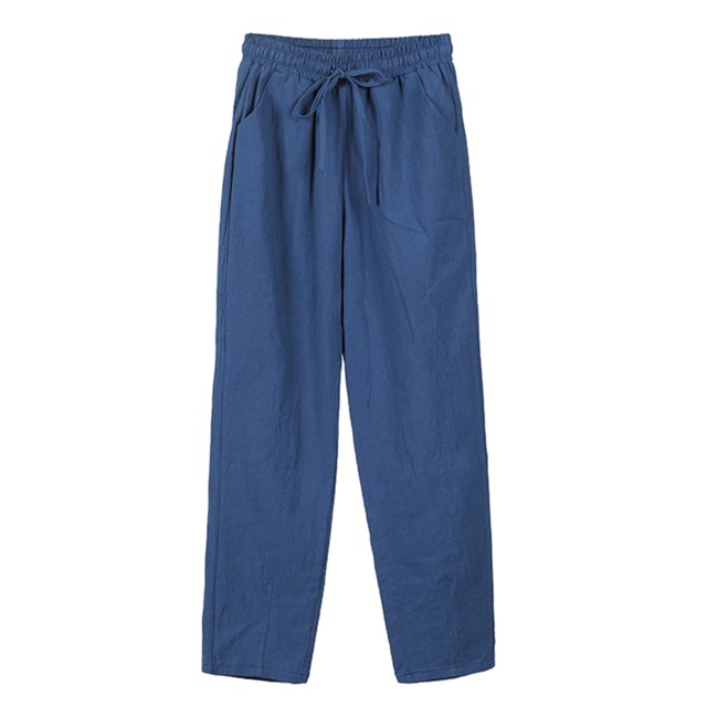 MAWCLOS Ladies Loungewear Mid Waisted Trousers Elastic Waist Bottom Soft Vacation Solid Color Pants Royal Blue 2XL