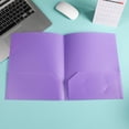 thumbnail image 2 of ZTTD 2Pcs Twin-Pocket Folders, File Folders with Pockets and Business Card Slot, Heavy Duty Plastic 2 Pockets Folders for Documents, Letter Size (Type1-Purple), 2 of 9