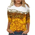 thumbnail image 1 of Pompotops T-shirt Imprimé Mode Femme Mi-Longueur Manches 3/4 Chemisier Col Rond Manches Décontractées, 1 of 5