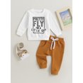 thumbnail image 2 of FAROOT Baby Boys Pants Set,Crew Neck Letters Print Sweatshirt with Elastic Waist Sweatpants, 2 of 8