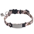 thumbnail image 4 of Polyester Cotton Leopard Pattern Cat Collar (British Style), Brown/Pink/Green, Adjustable Sizes, for 3+ Months Kittens to Adult Cats, With Bell, 4 of 6