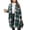 501_Green, variant on Plus Size Womens Plaid Shacket Jacket Long Flannel Shirt Casual Lapel Button Down Trench Coats Long Sleeve Plaid Coat Pockets