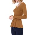 thumbnail image 4 of INSPIRE CHIC Women's V Neck Long Sleeve Ribbed Pullover Knitted Peplum Top, 4 of 7