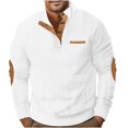 thumbnail image 1 of FAIWAD Mens Long Sleeve Pullover Tops Stand Collar Button Down Classic Color Block Plus Size Tops, 1 of 6