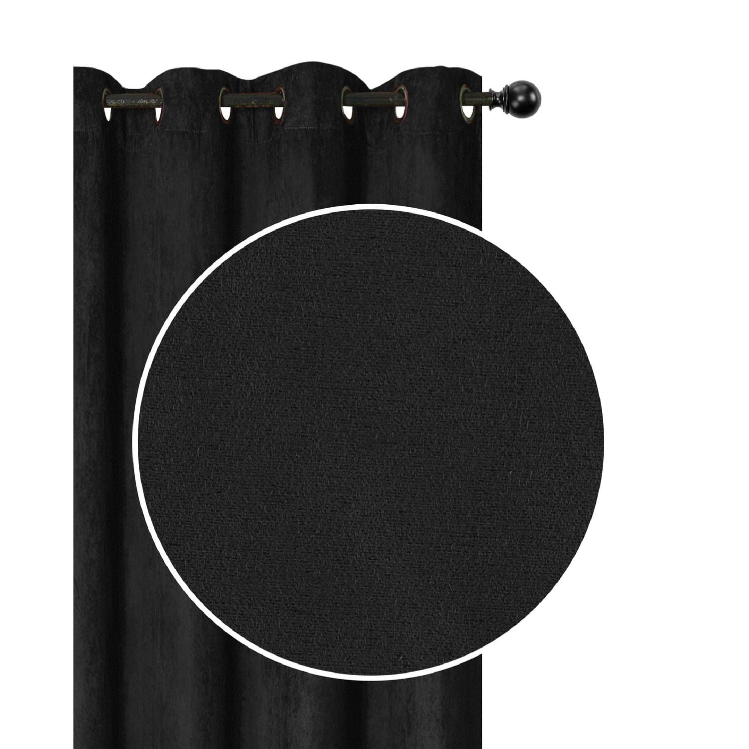 Faux Panneau Suede Avec 8 Œillets (Noir) - Set of 2
