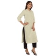 thumbnail image 2 of Moomaya Blouses Unies à Plis Nervurés pour Femmes Kurti Ethnique Indien Décontracté Kurta en Coton, 2 of 7