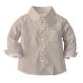 thumbnail image 2 of vdgthytj Toddler Baby Boys Girls Button down Shirts Kids Collared Long Sleeve Uniform Dress Shirt Tops Spring Fall Clothes, 2 of 6