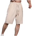 thumbnail image 4 of Diufon Men's Athletic Shorts Cotton Linen Drawstring Waisted Outdoor Sport Shorts Spring Summer Shorts with Pockets, 4 of 5