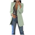 thumbnail image 2 of CEHVOM Women Autumn Winter Long Sleeve Office Coat Cardigans Suit Long Jacket, 2 of 5
