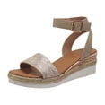 thumbnail image 2 of Mefallenssiah Women'S Slope Heel One Line Buckle Mules Middle Heel Slippers Roman Sandals, 2 of 7