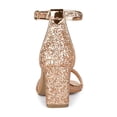 thumbnail image 2 of BLISSFUL STEP Women's Shoes Glitter Ankle Strap Block Heel Prom Sandals Rose Gold 7.5, 2 of 8