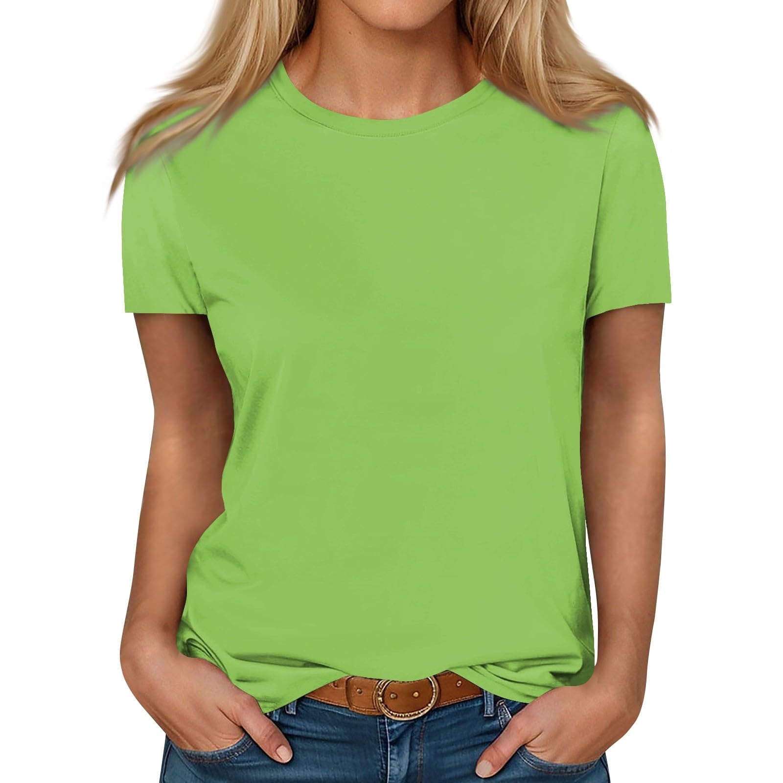 Timegard Womens Summer Tops Crew Neck Short Sleeve Comfy Basic Tee Shirts Casual Loose Tops Blouses