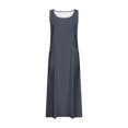 thumbnail image 4 of Jsaierl Robes d'Été pour Femmes 2024 Décontractées Boho Robe Soleil Col Rond Sans Manches Plage Vacances Robes Maxi avec Poches, 4 of 5