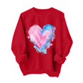 thumbnail image 2 of Styesk Chemises à Manches Longues pour Femmes Imprimé Cœur Hauts Confortables Doux Col Rond T-Shirts Chandail Mode Léger Chandail en Molleton Graphique de la Saint-Valentin Hauts Décontractés, 2 of 3