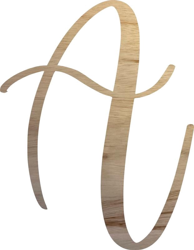 Unpainted Wood Letter A Craft, Paintable 3'' Tall Wood Alphabet Letter, DIY Nicholia Script Font