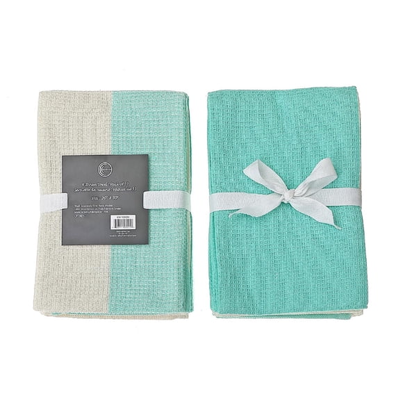 Set De Serviette De Cuisine Double Double Gaufre (Seafoam) - Ensemble D'Attente D'Images