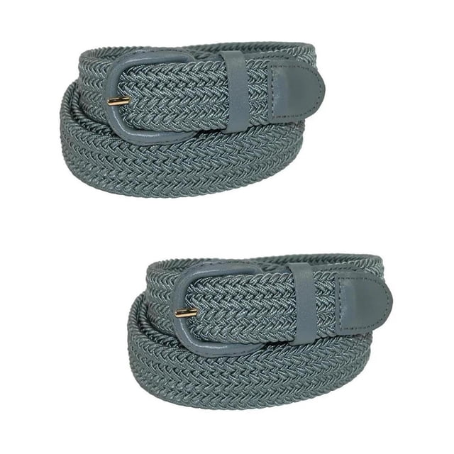 CTM® Elastic Braided Belt with Covered Buckle (Pack of 2) (Men's)