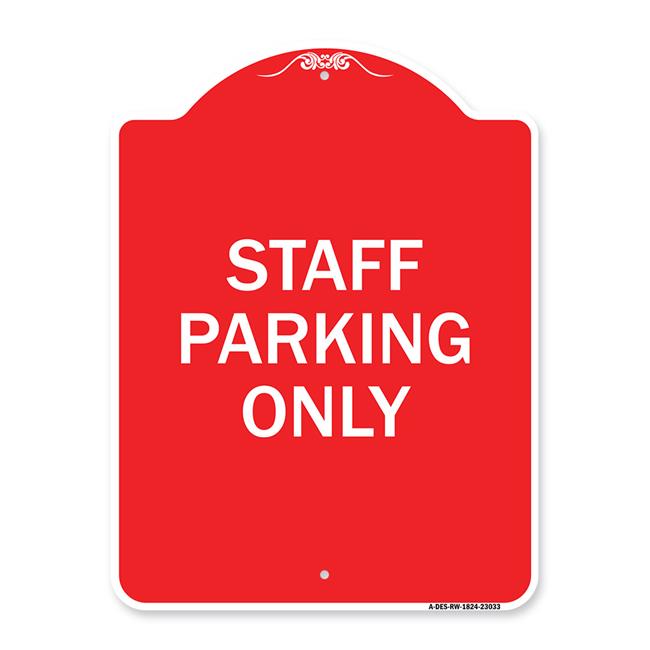 SignMission A-DES-RW-1824-23033 18 x 24 Po Signe de la Série Designer - Parking Réservé Signe Personnel Parking Seulement&44; Rouge & Blanc
