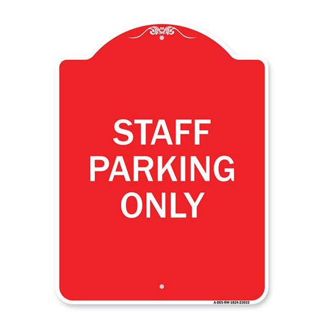 SignMission A-DES-RW-1824-23033 18 x 24 Po Signe de la Série Designer - Parking Réservé Signe Personnel Parking Seulement&44; Rouge & Blanc