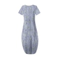 thumbnail image 3 of Ovzne Robes Grande Taille pour Femmes aux Formes Robe pour Femme Mode Robe Décontractée Imprimée à Manches Courtes à Col Rond avec Poches Robe Maxi Grande Taille à Manches Courtes Imprimée Liquidation, 3 of 5