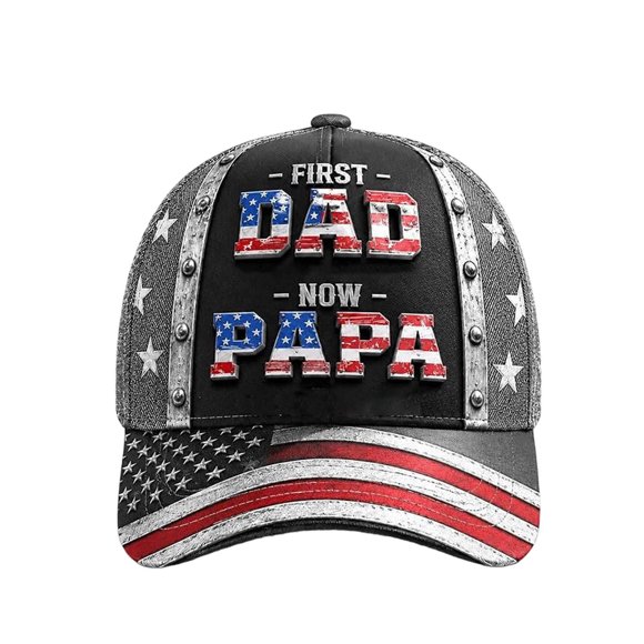 Aqestyerly Generic First Now Papa Flag Trucker Hat Vintage Distressed Adjustable Baseball Cap Father'S Day Gift for Grandpa Papa