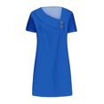 thumbnail image 4 of Moins de 10, Robe Mi-Mollet à Manches Courtes et Col Rond Unie pour Femmes, Robe Mi-Mollet à Manches Courtes et Col Rond Unie Simple et Stylée pour Tous les Jours, Chaude et Stylée, 4 of 9