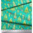 thumbnail image 3 of Soimoi Green Japan Crepe Satin Fabric Text & Christmas Tree Print Sewing Fabric Yard 42 Inch Wide, 3 of 5
