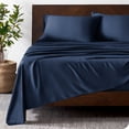 thumbnail image 2 of Bare Home Bamboo Sheet Set - Made from Rayon Fibers - Deep Pockets - 4 Piece - Split Head Flex King, Dark Blue, 2 of 7