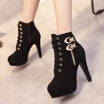 thumbnail image 4 of LSLJS High Bottines à Talons Hauts pour Femmes, Bottes Rétro à Fermeture Éclair Chaudes Unies pour Femmes Heel à Bout Rond, Bottines et Bottillons pour Femmes, 4 of 5